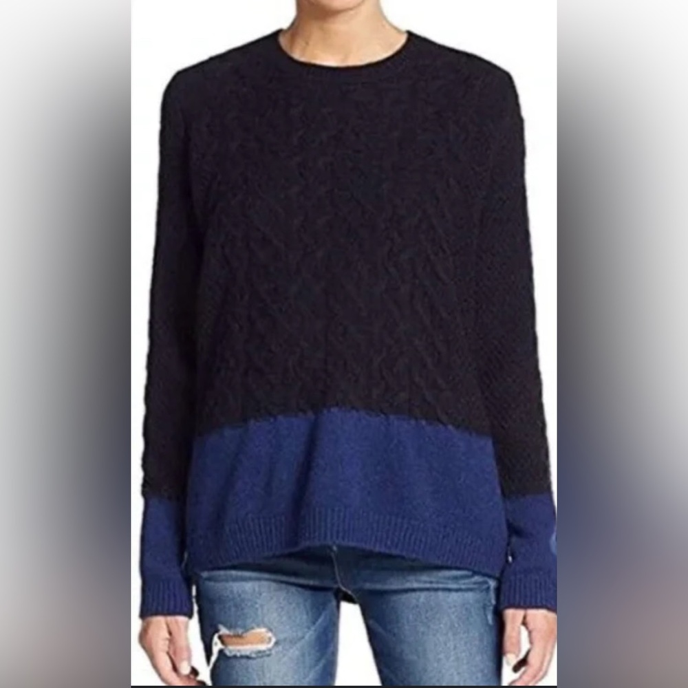 Vince black and navy block wool cotton sweater